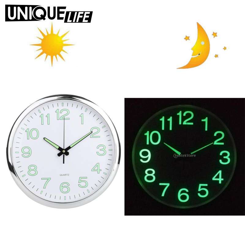 Đồng hồ treo tường dạ quang 12" trang trí nhà ở/văn phòng/khách sạn