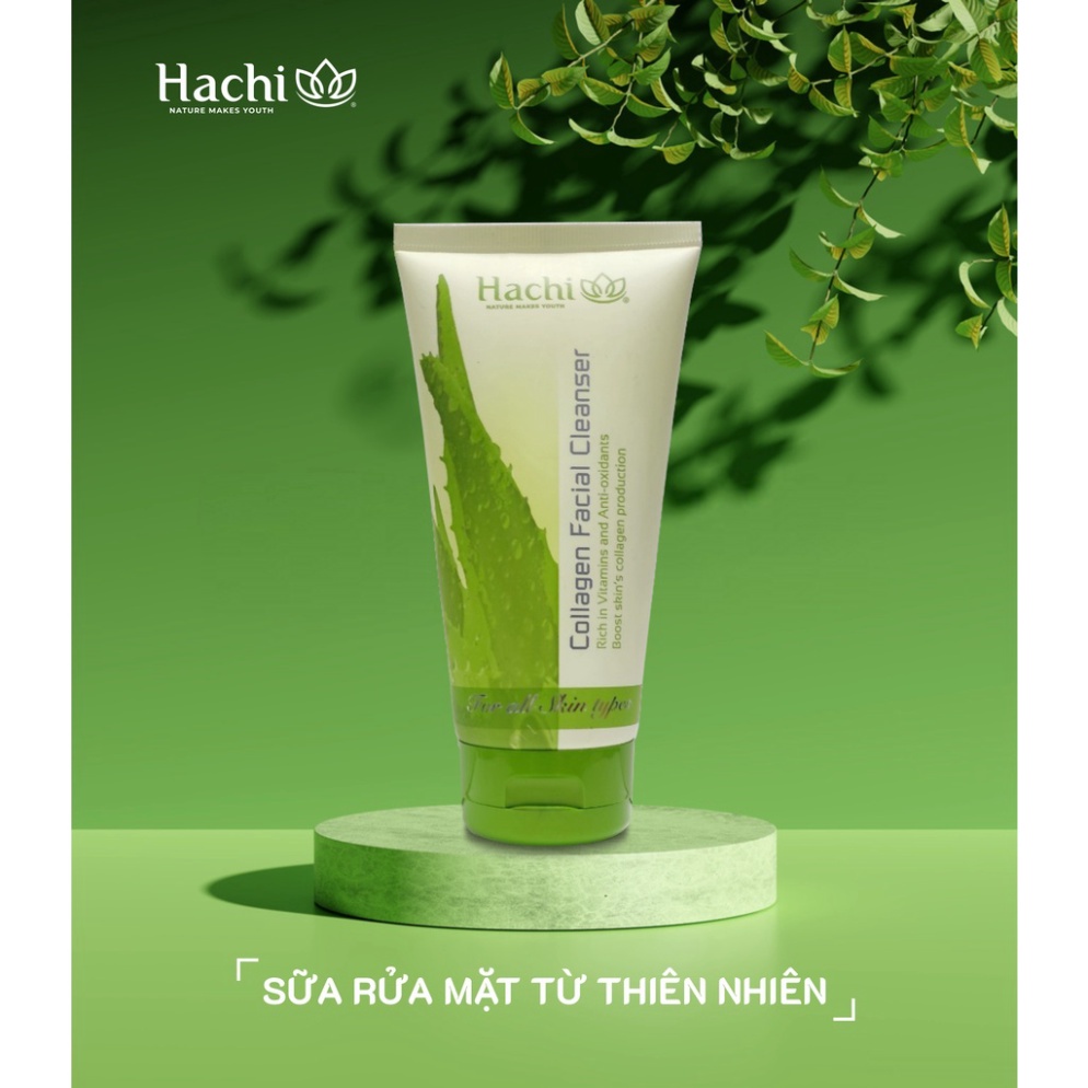 Sữa rửa mặt HACHI COLLAGEN FACIAL CLEANSER 150G free ship làm sạch mạnh mẽ nhưng vẫn vô cùng an toàn và dịu nhẹ