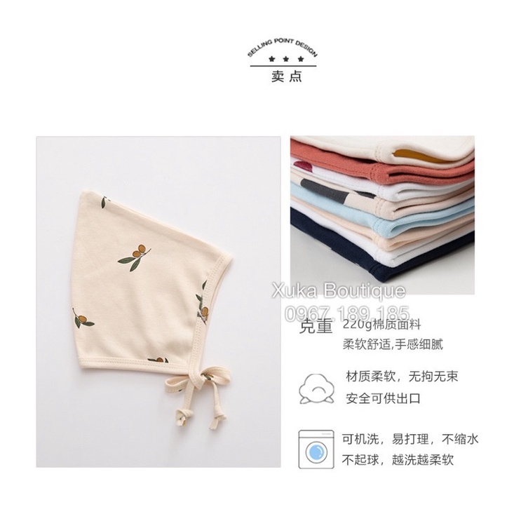 Mũ Sơ Sinh, Mũ Cotton Cho Bé 0-12 Tháng Style Hàn Quốc Thu Đông Hoạ Tiết Dễ Thương Cực Đẹp [Ảnh Thật]