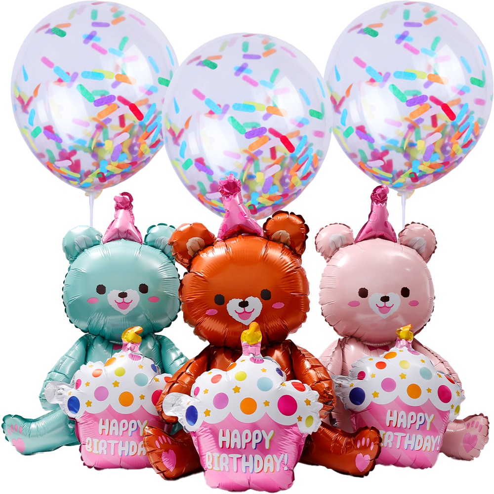 Bong Bóng Cao Su Hình Gấu Hoạt Hình / Bong Bóng Latex / Banner Chúc Mừng Sinh Nhật / Lễ Hội DIY Sáng Tạo Trang Trí Nhà Cửa
