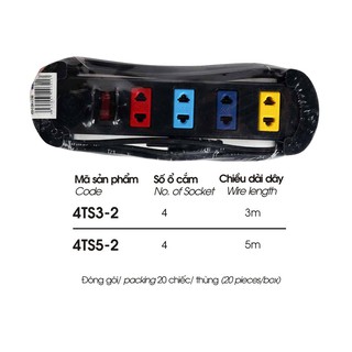 Ổ cắm điện 4 lỗ có công tắc lioa 4ts3-2