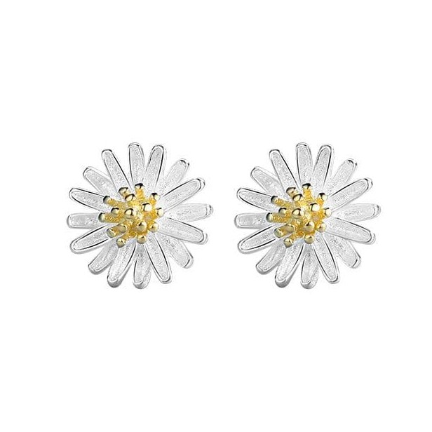 Khuyên tai bạc 925 hình cúc họa mi lung linh dễ thương xinh xắn Dế Bạc - K5200