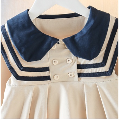 Đầm Công Chúa Tay Dài Màu Trơn Phong Cách Hàn Quốc Thời Trang Xuân Thu Cho Bé Gái