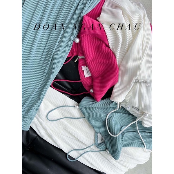 Set bộ dập ly áo 2 dây gài ngọc phối quần suông s2802