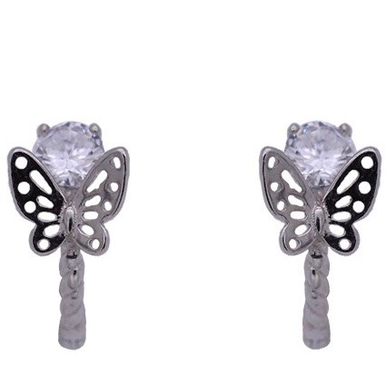 Khuyên tai bạc 925 hình bướm đính đá chủ dạng bấm lạ mắt xinh xắn đáng yêu Dế Bạc - K5954