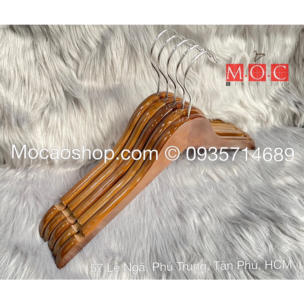 1 Móc gỗ treo quần áo, móc gỗ nâu cao cấp