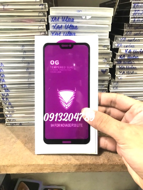 Kính OG full màn Huawei Nova 3E / P20 Lite khoan không thủng