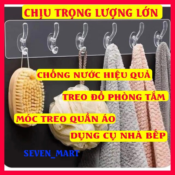 Móc Dán Tường Trong Suốt 6 Nhánh Treo Dính Siêu Chắc