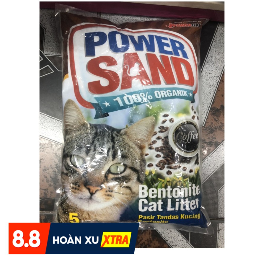 Cát vệ sinh cho mèo POWER SAND bao 5L (BENTONITE CAT LITTER)