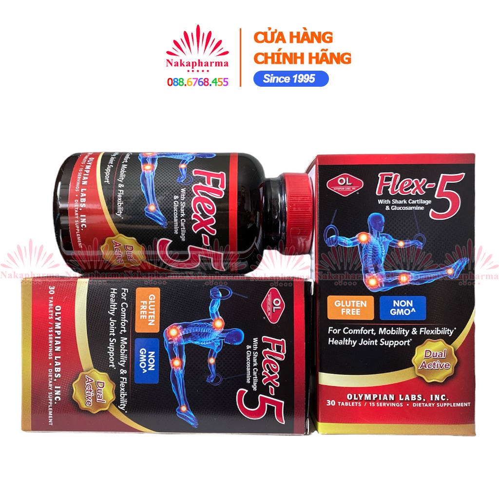 Viên bổ khớp Olympian Labs Flex-5 - Hỗ trợ tái tạo sụn khớp, tăng khả năng vận động, giảm thoái hóa khô cứng khớp Flex5