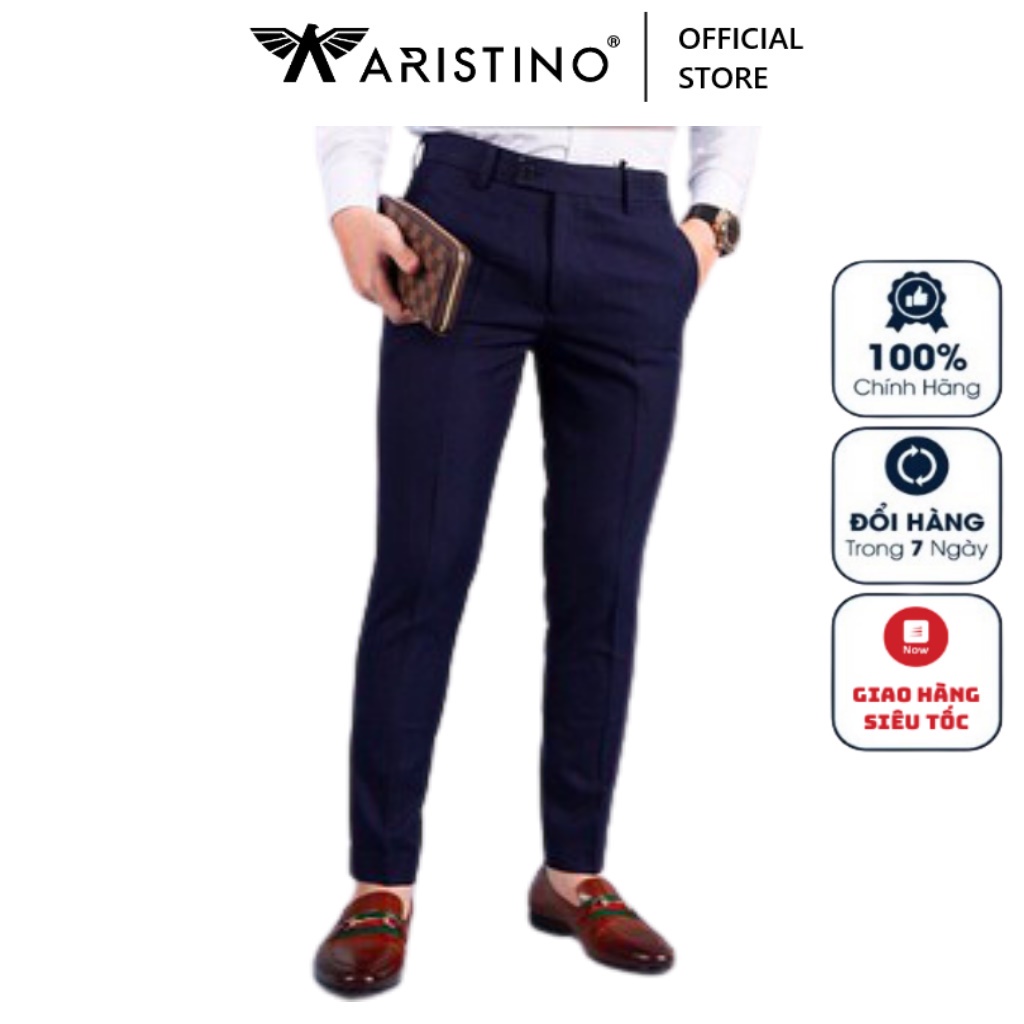 Quần Tây Nam Aristino ATR00308 Quần Âu Nam Màu Xanh Tím Than Dáng Slim Fit Vải Polyester