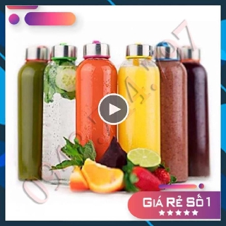 💥RẺ NHẤT 7.7💥 Chai Nước Thủy Tinh Đựng Nước Ép 300ml - 500ml Dây Xách Nắp Nhôm