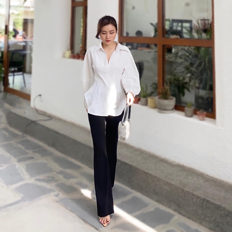 Áo sơ mi dáng xếp ly eo EDINI - A1363