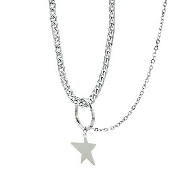 Dây chuyền Vương Nhất Bác vòng cổ hạt vuông thiết kế thời trang phong cách Hàn Quốc