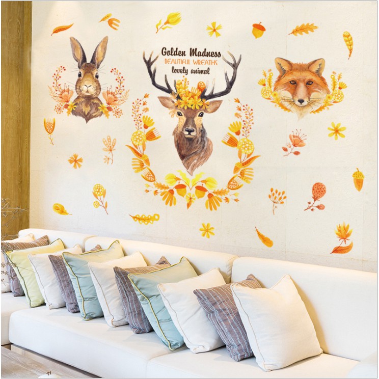 Decal trang trí tường - Đầu Nai các nhân vật độc đáo