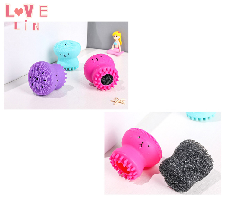 Cọ Rửa Mặt Làm Sạch Sâu Hai Mặt Hình Bạch Tuộc Tiện Dụng