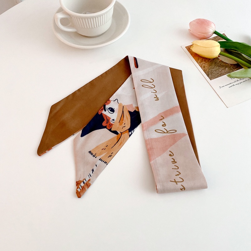 Khăn treo túi xách bằng vải lụa in họa tiết phong cách Hàn Quốc đáng yêu thời trang chất lượng cao