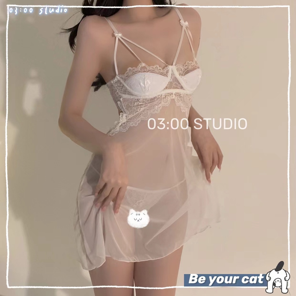 （Giao hàng bảo mật）🦊váy/đầm ngủ sexy🦊có mút+có gọng🦊2 dây phối ren xuyên thấu phong cách thời trang cho nữ 40-65kg---030 | BigBuy360 - bigbuy360.vn