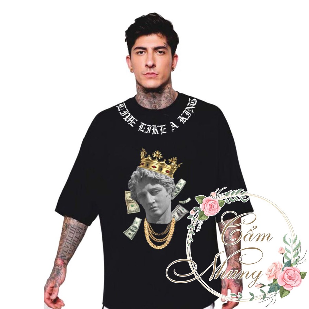 Áo Thun Tay Lỡ Tượng Vua A King -CAMNHUNG Áo Thun Nam Nữ Unisex Hot Hit
