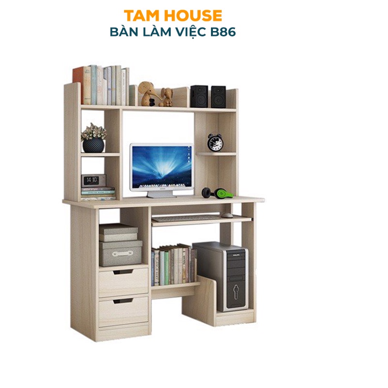 Bàn làm việc Tâm House kèm kệ sách đa năng, tiện ích B86