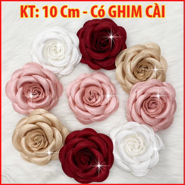 Tag Hoa Voan Cài Áo, Hoa Cài Áo Váy Handmade, Có Trâm Cài Áo Váy Nhiều Màu 10 CM - CÀI ÁO HOA VOAN CAO CẤP CH006 CH001