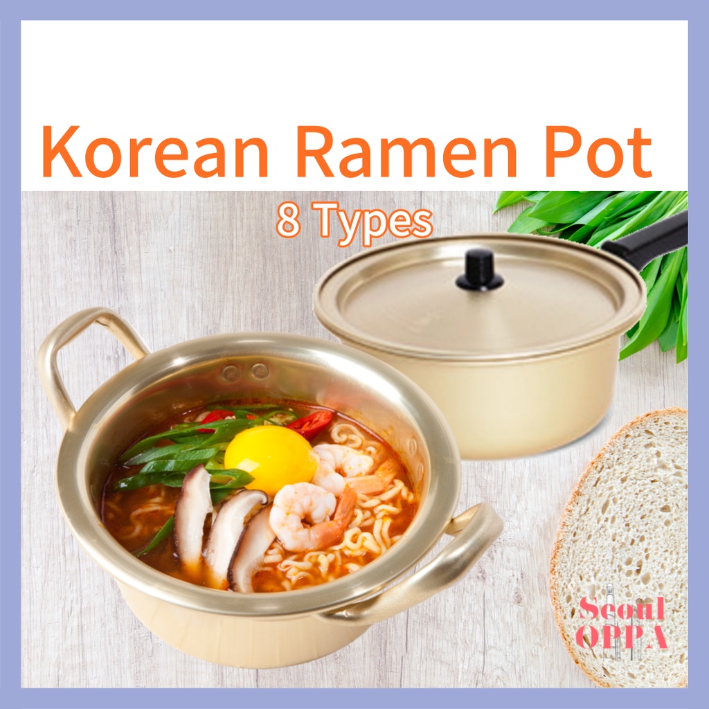 Korean Nickel Silver Ramen Pot for Noodles & Lid Nồi Nhôm Hàn Quốc Nấu Mì Cho Bữa Ăn Cá Nhân Korea