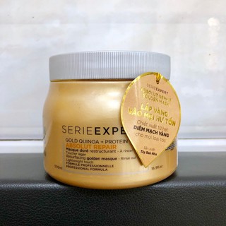 Kem ủ tóc Loreal Serie Expert Gold Quinoa + Protein Absolut Repair Golden Masque 500ml phục hồi tóc hư tổn, khô xơ