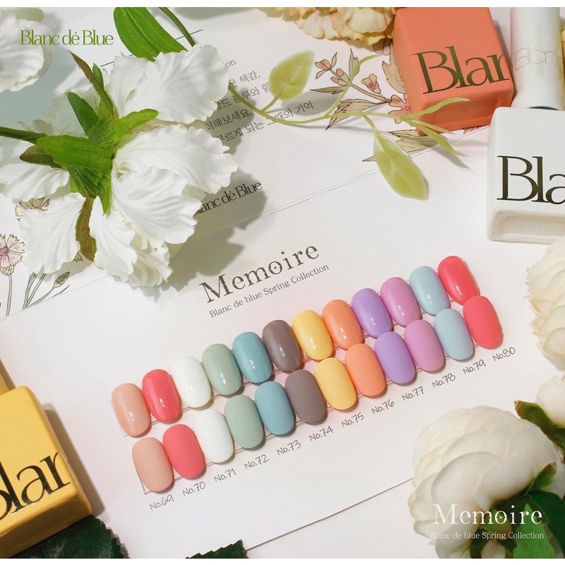 Sơn gel Blanc Dé Blue chính hãng Hàn Quốc set Memoire