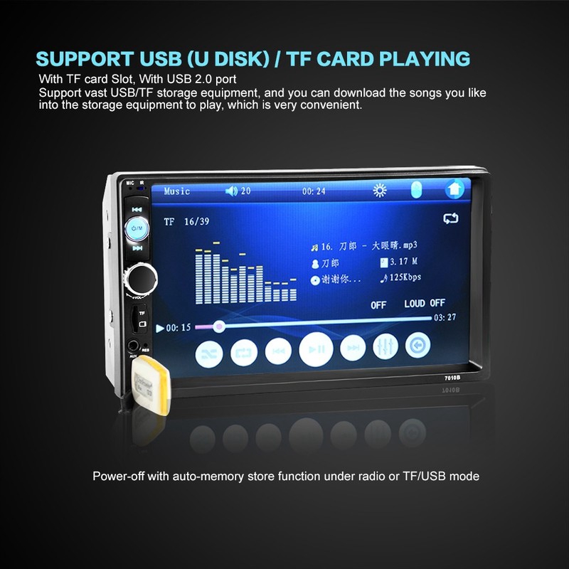 Thiết bị phát MP5 với màn hình cảm ứng 7010B 2 7 '' Inch HD 2 DIN Bluetooth hỗ trợ FM / USB / TF / và camera HD | BigBuy360 - bigbuy360.vn