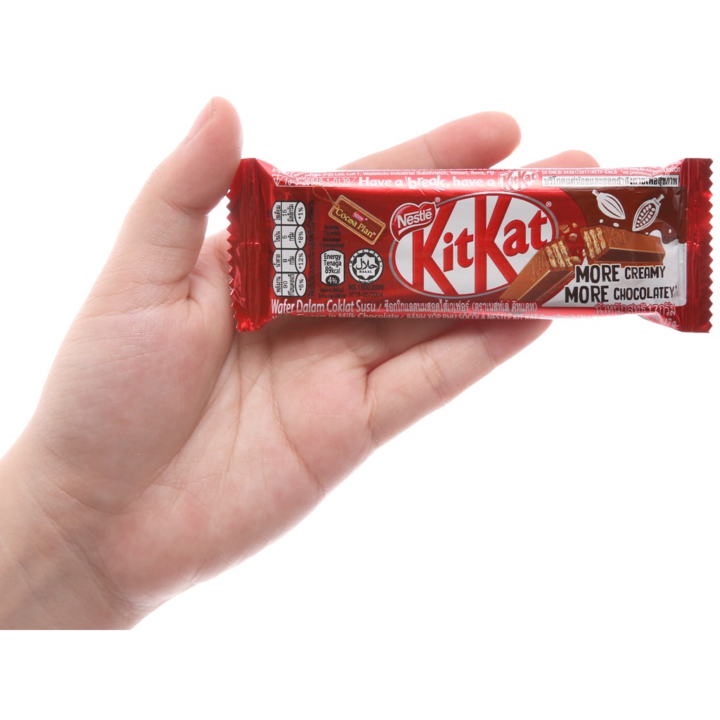 Bánh xốp phủ socola KitKat gói 102g (6 thanh x 17g)