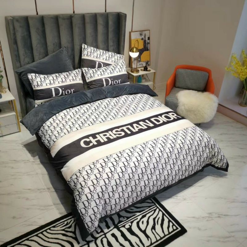 Bộ chăn ga nỉ nhung họa tiết thương hiệu cao cấp hàng nhập khẩu - set 4 món nhiều màu Shop vũ thị thơm