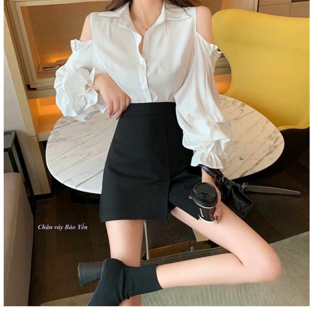 Chân váy ngắn đan tà xinh xắn có quần chống lộ (sẵn size)- M29