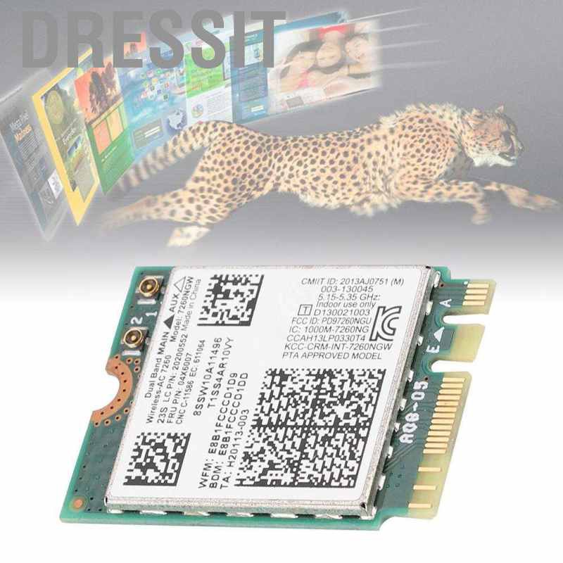 Dressit Dual Band 867Mbps WiFi Wireless Card For Intel 7260AC NGFF/M2 2.4G/5Ghz 802.11ac