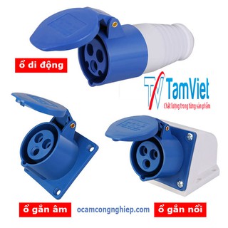 Ổ + phích cắm công nghiệp 3 chấu 16A -220V -Ô CẮM ĐIỆN TÂM VIỆT