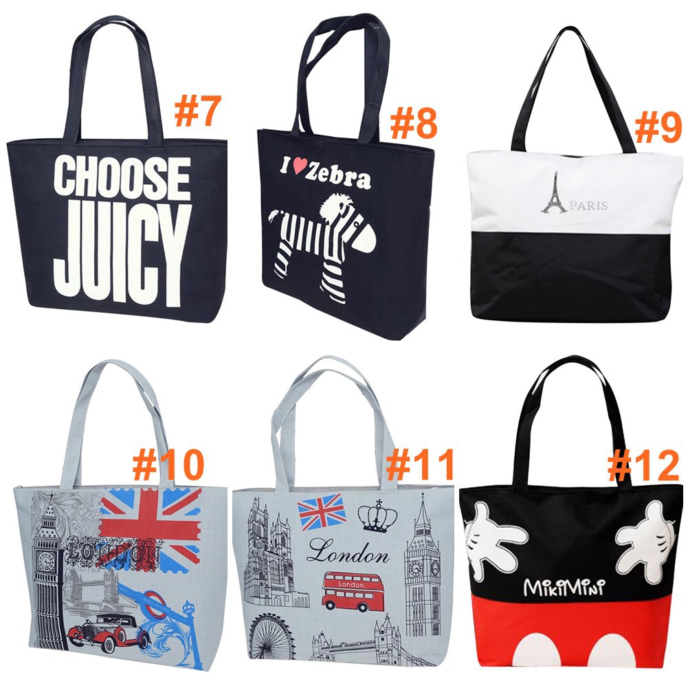 Túi vải canvas phối nhiều họa tiết hợp thời trang dành cho nữ | BigBuy360 - bigbuy360.vn