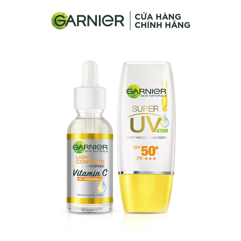 Set 2 bước dưỡng sáng, đều màu da và bảo vệ da ban ngày Garnier Light Complete Vitamin C | BigBuy360 - bigbuy360.vn