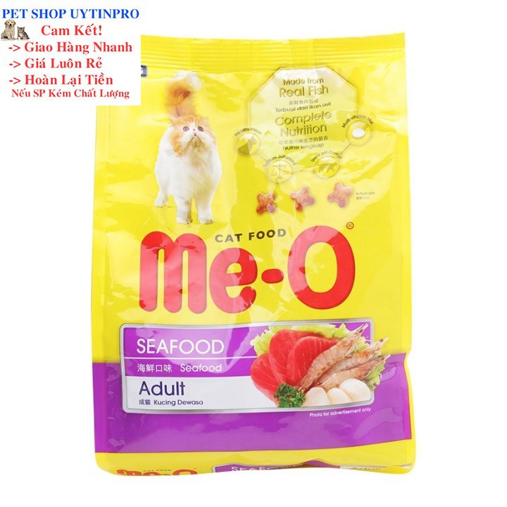 THỨC ĂN MÈO LỚN Me-O Dạng hạt Vị hải sản Túi 1.2kg Xuất xứ Thái Lan