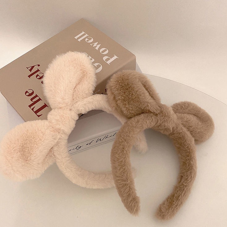 Băng Đô Tai Thỏ Lông Xù Đáng Yêu Mềm Mại Cho Nữ