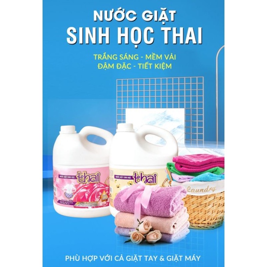 Nước Giặt Sinh Học THAI, Màu Hồng Hương Comfort Khử Mùi Hiệu Quả, Can 3,6L