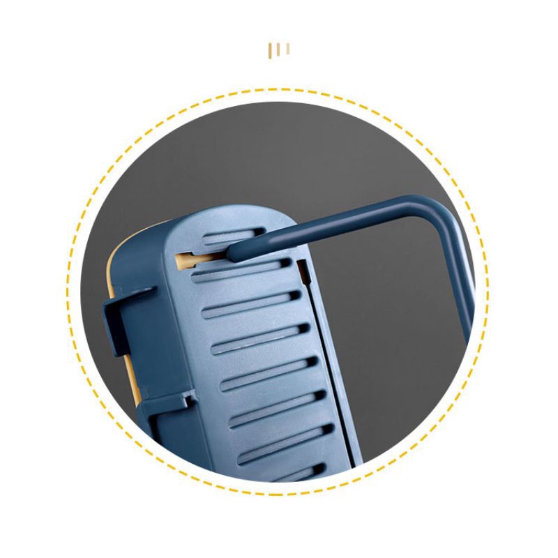 Kệ Để Xà Phòng 2 Ngăn Kèm 3 Móc Và Thanh Treo Khăn Dán Tường,,,