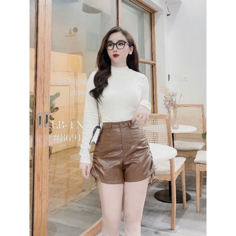 Quần sooc da dây rút cạnh hàng QC