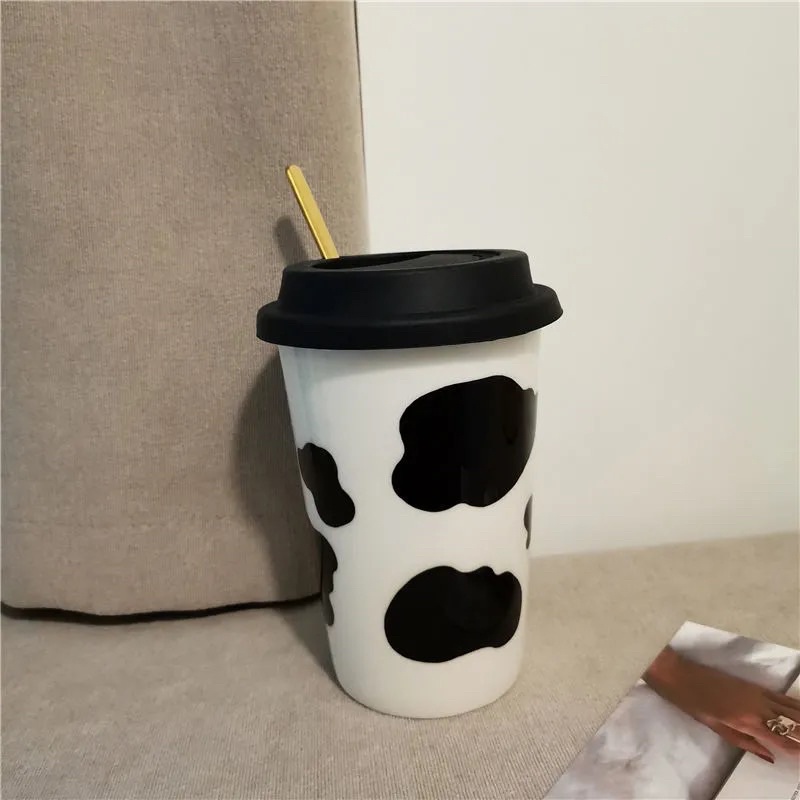 Ly/ Cốc hoạ tiết bò sữa bằng gốm sứ