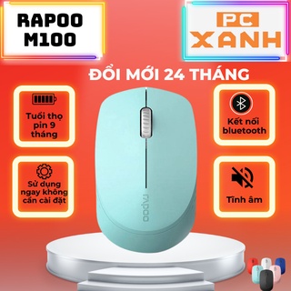 Chuột không dây silent bluetooth hoặc USB giảm ồn nhỏ gọn dùng được cho MacOS và PC laptop Rapoo M100- BH đổi mới 2 năm