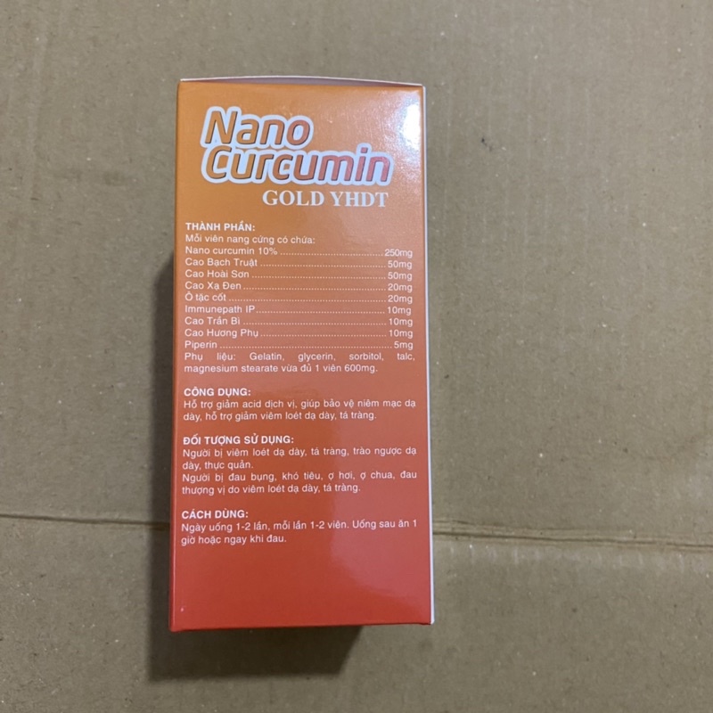 Viên tinh nghệ NANO CURCUMIN GOLD YHDT hỗ trợ giảm acid dịch vị ,giảm viêm loét dạ dày tá tràng