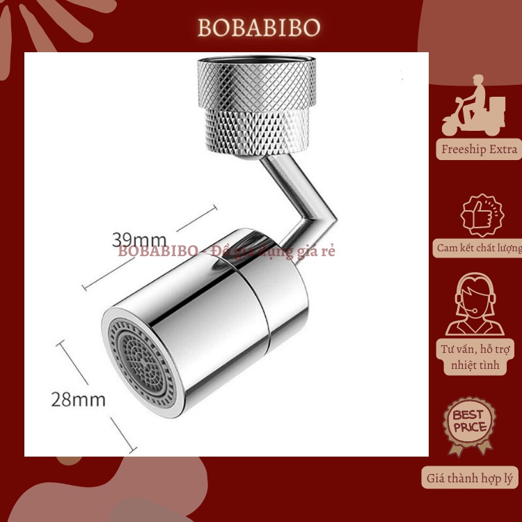 [FREESHIP] Đầu Nối Vòi Nước Thông Minh Bằng Inox Không Rỉ Tăng Áp Xoay 720 Độ Giúp Rửa Mặt, Rửa Bát Tiện Lợi Bobabibo