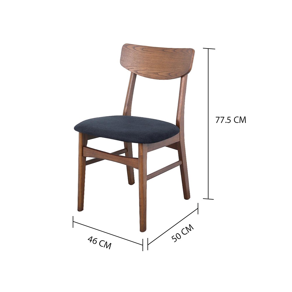 HomeBase FURDINI Ghế ăn bằng gỗ có đệm ngồi W46xH77,5xD50cm màu xám đậm