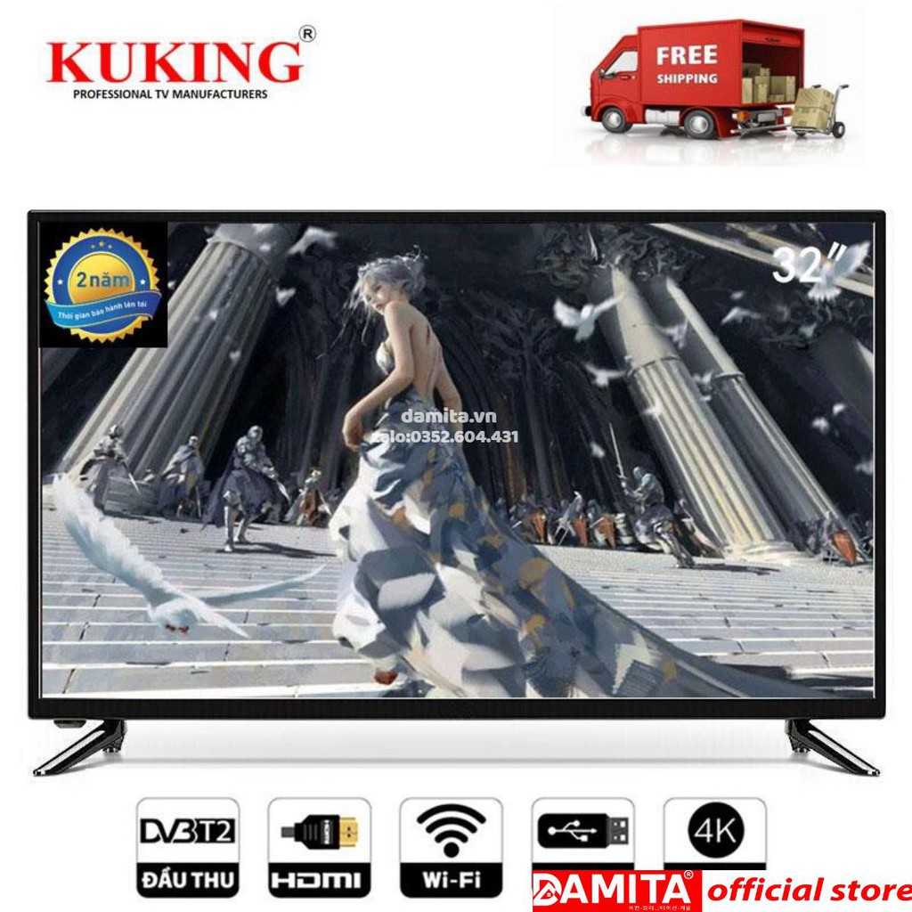 (Giá Tuột Dốc ) Smart Tivi cường lực Kuking 32inch UHD 4K WIFI DVB T2