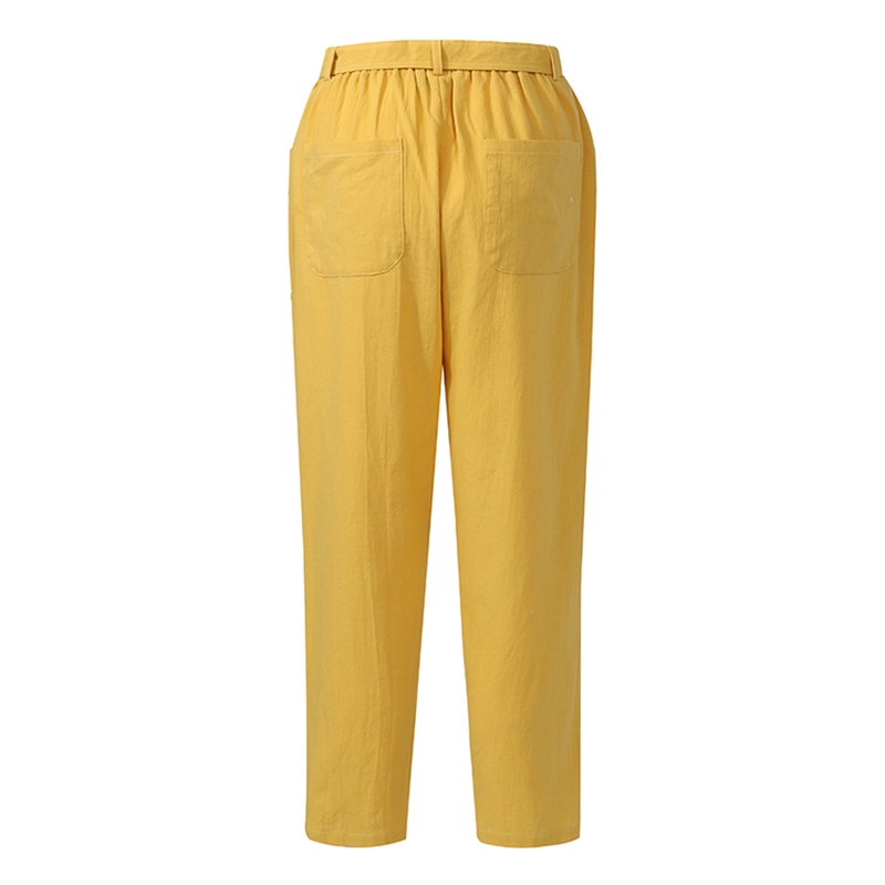 ZANZEA Quần cotton lanh ống rộng lưng cao màu trơn cho nữ | BigBuy360 - bigbuy360.vn