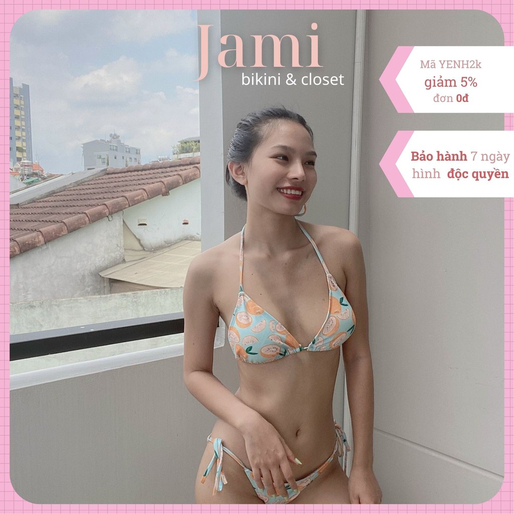 BIKINI tam giac sexy đi biển đi bơi họa tiết quả cam nổi bật-JAMI-MM118