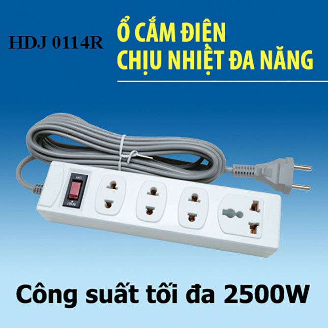 Ổ cắm điện chịu nhiệt đa năng HJD 0114R Honjianda 3 mét